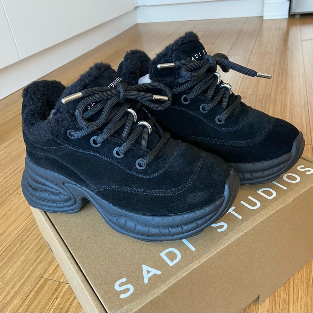 Sadi Studios Pop Suede Black platform sneakers - brand new, original packaging